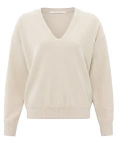 Yaya Jumper With V Neckline And Dropped Shoulders - White
