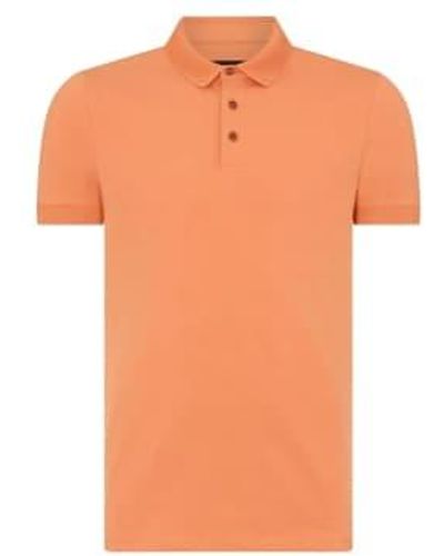 Remus Uomo Textured Collar Polo Shirt Xl - Orange