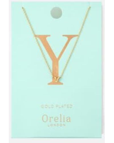 Orelia Silver Plated Initial Necklace Y - Verde
