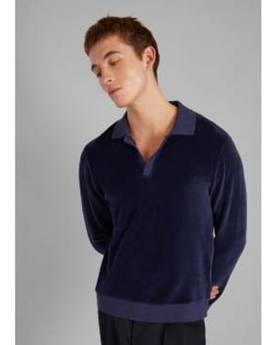 L'Exception Paris Poloshirt aus rasiertem Samt aus Bio-Baumwolle - Blau