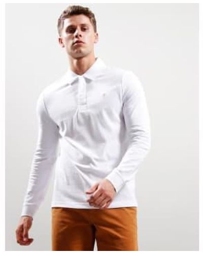 Farah Blanes Long Sleeved Polo Shirt In - Bianco