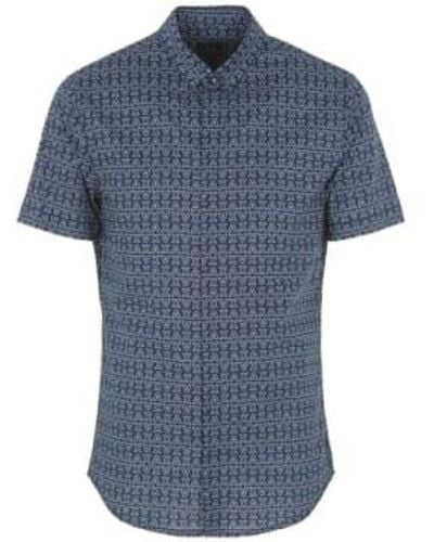 Armani Exchange 6Rzc04 Ax Printed Ss Shirt Navy - Blu