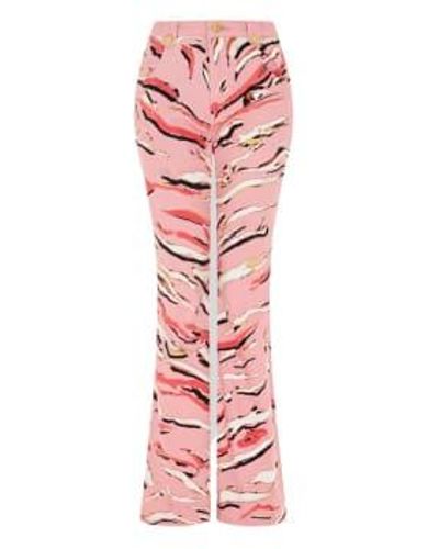 Hayley Menzies Tiger Splash Flare Leg Jeans - Pink