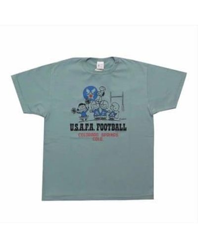 Buzz Rickson's Buzz Ricksons Sage Peanuts Asafa Football T Shirt - Blu