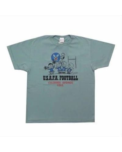 Buzz Rickson's Sage Peanuts Asafa Football T Shirt L - Blue