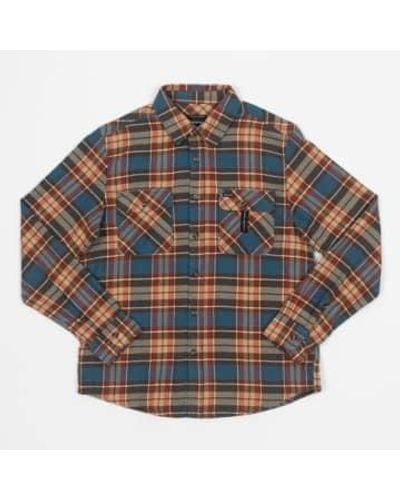 Brixton Bowery Flannel Check Shirt In Orange And Brown - Multicolore