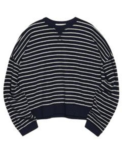 YMC Almost Grown Sweatshirt Navy/ecru S - Blue