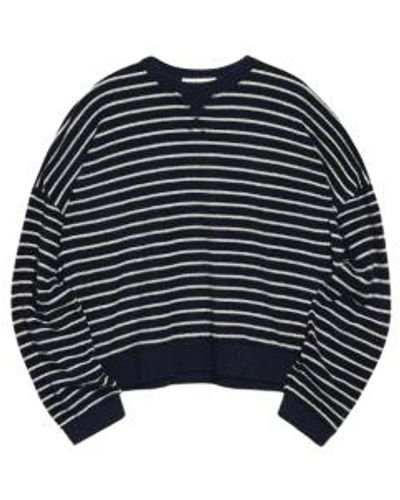 YMC Sweatshirt presque cultivé marine / ecru - Bleu