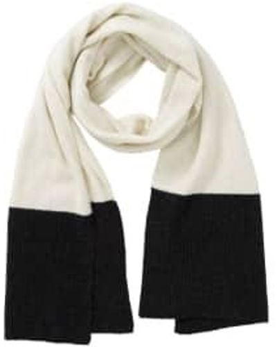 Yaya Scarf In Two Tones With Ribbed Details Anthracite - Black