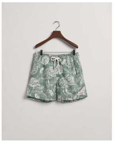 GANT Classic Fit Tropical Leaves Print Swim Shorts - Multicolor