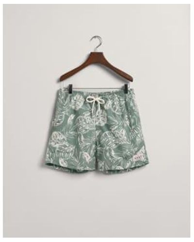 GANT Classic Fit Tropical Leaves Print Swim Shorts In Kalamata 922316004 362 - Multicolore