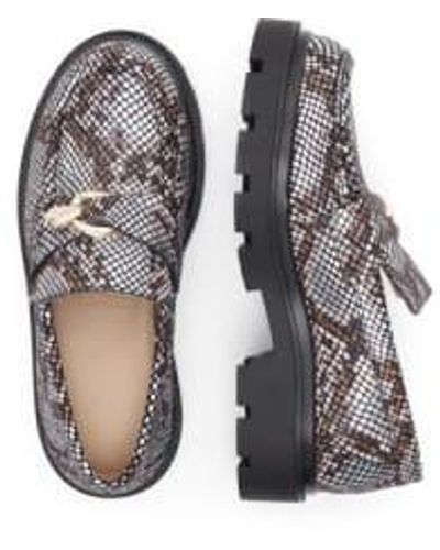 SELECTED Emma Snake Leather Detail Loafers Cornstalk - Multicolore