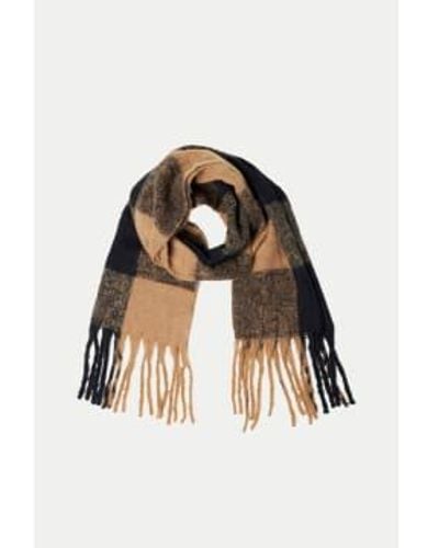 SELECTED Toasted Coconut Tally New Check Scarf - Multicolor