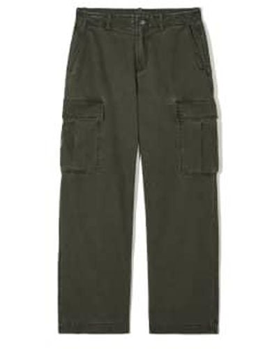 PARTIMENTO Vintage Washed Cargo Trousers In Khaki Medium - Green