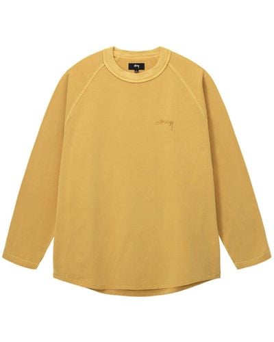 Stussy Senf innen nach außen Raglan Langarm T -Shirt - Gelb