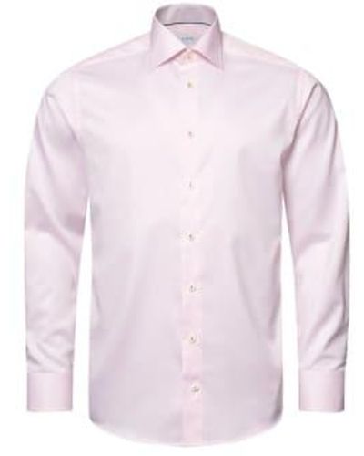 Eton Slim Fit Signature Twill Shirt With Contrast Geometric Trim 17 - Purple