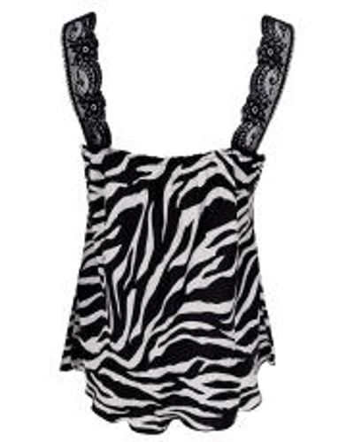 Black Colour Bc Bea Lace Top Zebra S/m - Black