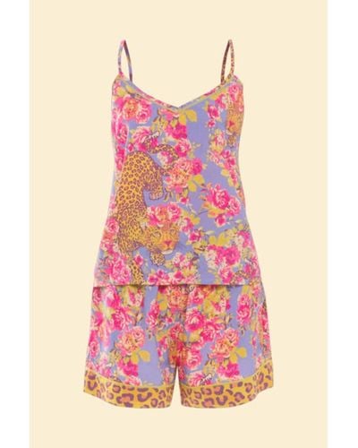 Powder Sassy Leopard Supersoft Summer Cami Pyjamas - Pink