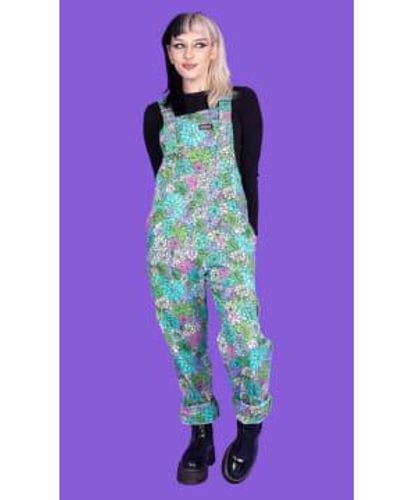 Run and Fly Succulents Twill Dungarees - Purple