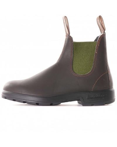 Blundstone 519 Brown Leather With Olive Elastic Boots - Marrone