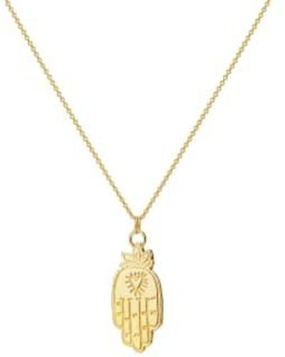 Posh Totty Designs Plated Large Hamsa Hand Necklace Plated - Metallic