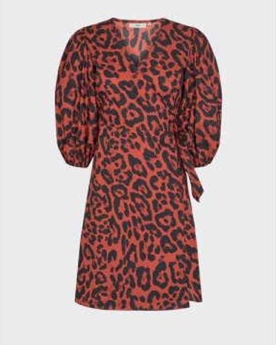 Minimum Lenelia Short Dress Puff Sleeves Animal Print - Rosso