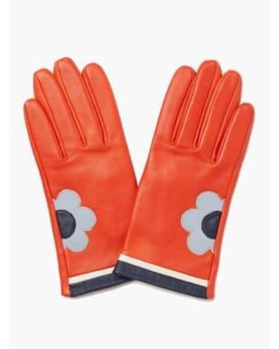 Mabel Sheppard Leather Gloves Tomato Daisy - Rosso