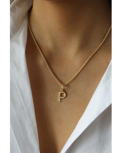 Tutti & Co Gold Initial P Rope Chain Necklace - Brown