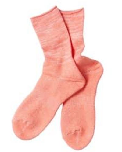 RoToTo Washi Pile Crew Socks Flamingo / M - Pink