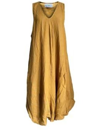 WINDOW DRESSING THE SOUL Mustard Stripe Wdts Mischa Balloon Dress - Metallizzato