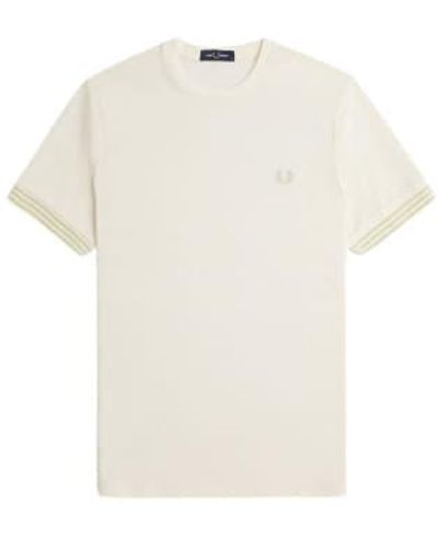 Fred Perry T-shirt à manchette à rayures - Blanc