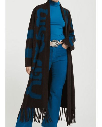 Ottod'Ame Ottodame Cardigan Long With Fringes - Blu