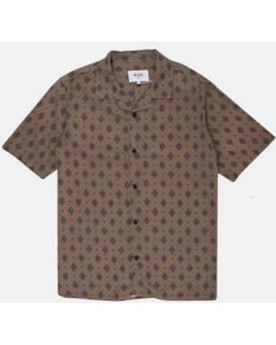 Wax London Didcot Ditsy Tile Shirt Taupe M - Brown