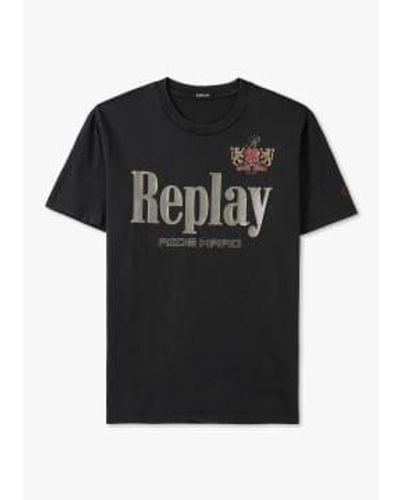 Replay Herren fahren hart grafisches t-shirt in schwarz