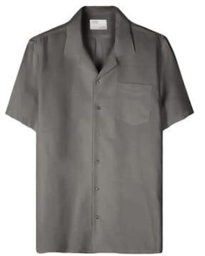 COLORFUL STANDARD Camisa manga corta lino tormenta gris