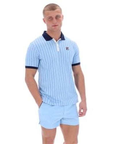Fila Herren BB1 Klassisches Vintage Stripe Polo -Shirt - Blau