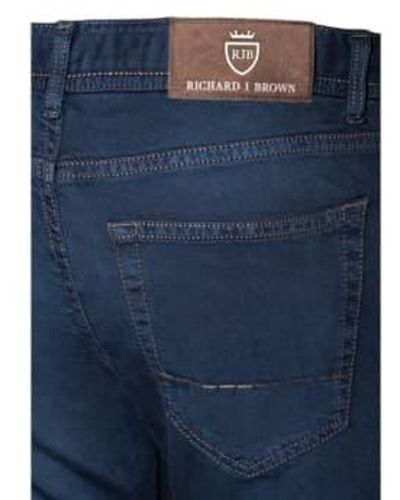 richard j. brown Tokyo model slim fit stretch cotton und leinen dunkelblau denim jeans t195.w821