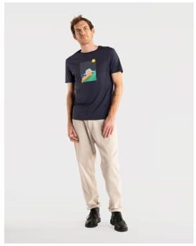 Olow Camiseta marina impresa en geometría - Azul