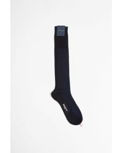 Bresciani Cotton Blend Long Socks Blueelettirico - Nero