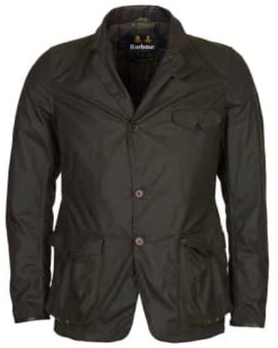Barbour Beacon Sports Wax Jacket Olive Xs - Black