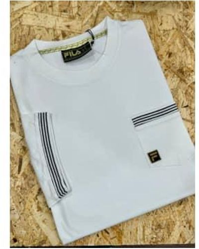 Fila Otto Pocket T Shirt Blanc De Blanc - Blu