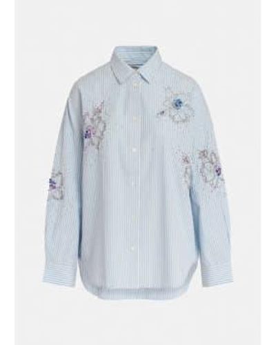 Essentiel Antwerp Blaues und weißes streifen hemd hemd
