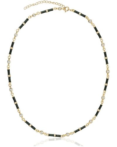 V By Laura Vann Marlowe Enamel Necklace Plated / Green With White Stone - Metallic