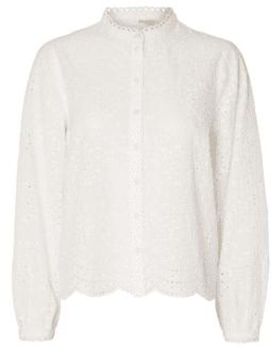 SELECTED Tatiana ls embrand chemise - Blanc