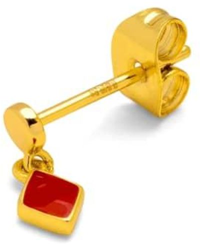 Lulu Lulu1545 pendientes colgantes chapados en oro con confeti en rojo pasión - Amarillo