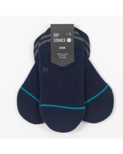 Stance 3 Pack No Show Invisible Trainer Socks In Navy L - Blue