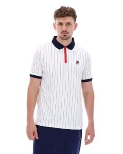 Fila Herren BB1 Klassisches Vintage Stripe Polo -Shirt - Weiß