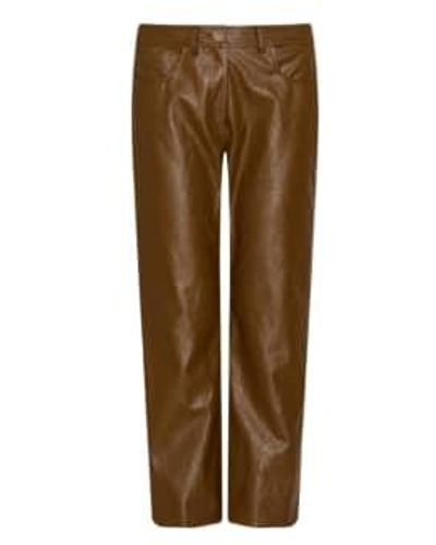 Marella Faux Leather Trouser 14 Olive - Brown