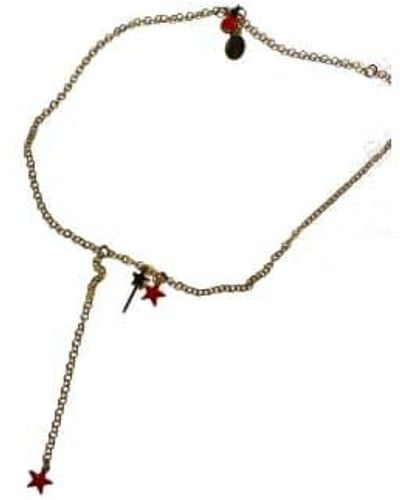 Unique Star Necklace And Magic Wand Light Red/red - Brown
