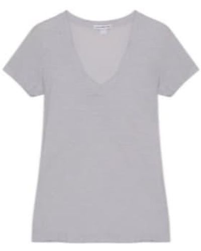James Perse Cotton Shirt, V Neck, Short Sleeve Xl / - Gray